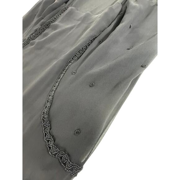 NWT!! "WEDNESDAY'S CHILD" Blk 100% Silk Sheer Beaded Dress Goth Hi Low Hem SZ M - Picture 12 of 15